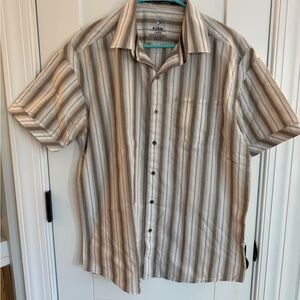 Kuhl Men's Beige and Brown Striped Shirt